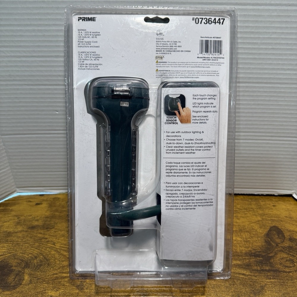 Prime 6 Outlet Outdoor Countdown Timer  Touch Sensor Photocell Ground Stake NEW - Picture 9 of 12